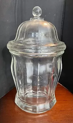 Vintage Decahedron Paneled Thick Apothecary Jar With Domed Lid • $19.99