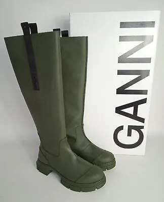 £45.84 • Buy GANNI Ladies Kalamata Green Rubber Knee High Rain Boots EU39 UK6 NEW RRP215
