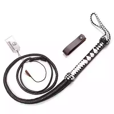 Bull Leather Whip Bullwhip In White/Brown In 3FT 4FT 6FT 8FT • $31.97