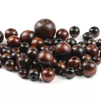 Natural Wooden Dark Brown Beads For Jewellery Making Round 5/6/8/10/12/14/16mm • £3.62