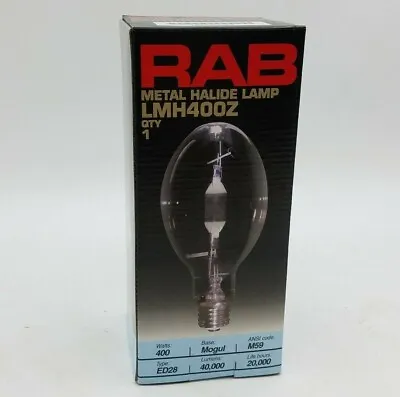 $19.50 • Buy RAB LMH400Z Metal Halide Lamp 400W Light Bulb ED28 40,000 Lumens 20,000 Hr Life