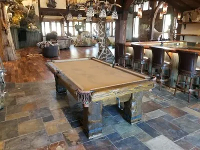 Hand-Crafted RUSTIC LOG Pool Table 'GRIZZLY' For Log Home Cabin Or Ranch • $6000
