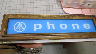 Blue Vintage Bell Systems Telephone Pay Phone Booth Top Glass Sign Insert  24  • $100