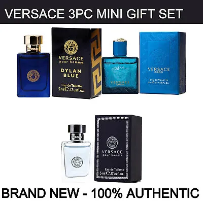 3pc Mini Gift Set Versace Dylan Blue Eros Men Pour Homme 5ml/0.17oz NEW! • $26.29