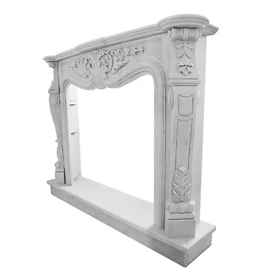 Fireplace Classic IN Marble Carrara With Decoration Louis XVI L.59 1/8in • $8191.45