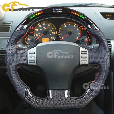 Real Carbon Fiber Perforated Leather LED Steering Wheel For 04-07 Infiniti G35 • $599