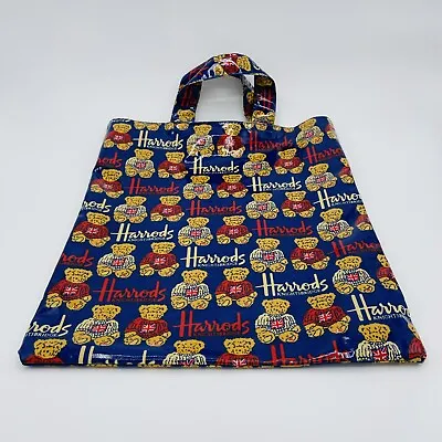 Harrods Knightsbridge PVC Shopping Tote Bag - Teddy Bear & Union Jack • $39.95