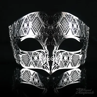 Mens Unisex Filigree Light Metal Mardi Gras Venetian Masquerade Mask [Silver] • $19.95