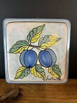 Fratantoni Vietri Italy Terracotta Trivets Wall Tiles Plums Blueberries • $18