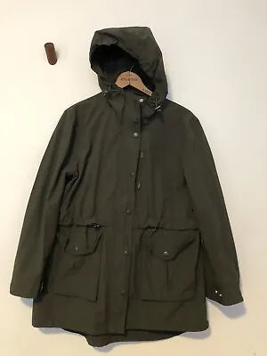 J CREW Womens Jacket Small Rain Perfect Lightweight Green Trench Coat With Hood • $40