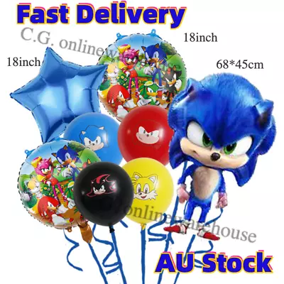 Sonic The Hedgehog Latex Foil Balloons Set Kids Birthday Party Supply 8pcs Set • $6.90