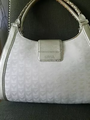 MICHAEL KORS Ivory  Signature Jacquard Fabric Gold Leather Handbag  • $49.99