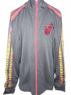 MIAMI HEAT NBA Basketball Champions Jacket Coat Full Zip Large Adidas Black Red • $47.99