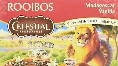 Celestial Seasonings Madagascar Vanilla Rooibos African Red Herbal Tea 20 Ct • $10.22