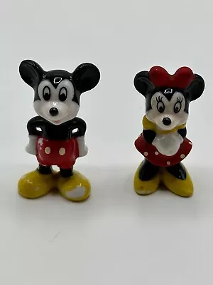 Disney Mickey & Minnie Mouse Vintage Bone China Figurines 2  Tall • $8.69