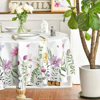  Spring Tablecloth 70×70 Inch Round Butterfly 70 X 70 Round Wildflowers • $24.90