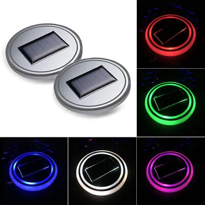 2pc LED Solar Cup Pad Car Light Cover Interior Decoration Car Light Accessories • $11.99