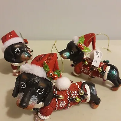 $19.99 • Buy 3 Pier 1 Christmas Weenie Dog Ornament New