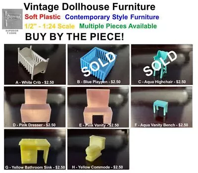 Vintage Superior Soft Plastic Dollhouse Furniture - Buy It By The Piece! • $2.50