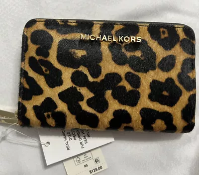 Michael Kors Small Leopard-Print Calf Hair Wallet • $100