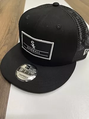 Mens White Sox New Era Black Deck Trucker 9FIFTY Snapback Hat OSFA Cap • $20.39