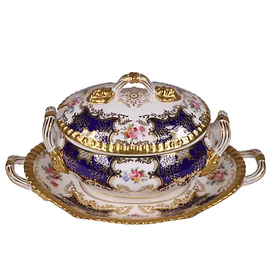 Coalport Batwing Tureen Cobalt Blue Thomas Goode London Circa 1890 • £680