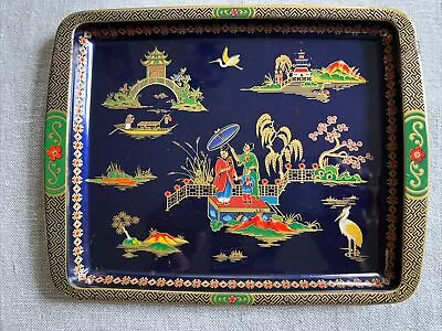 Vintage Daher Decorated Ware ASIAN ORIENTAL Tin Metal Tray 8”x6” • $12