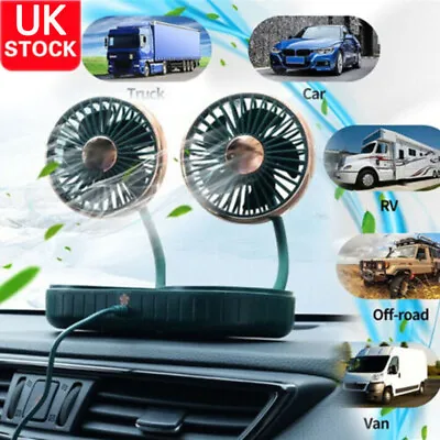 Car Fan Cooler Dual Head USB Air Conditioner Cooling Mute Fan 360 Degree Rotatin • £8.99