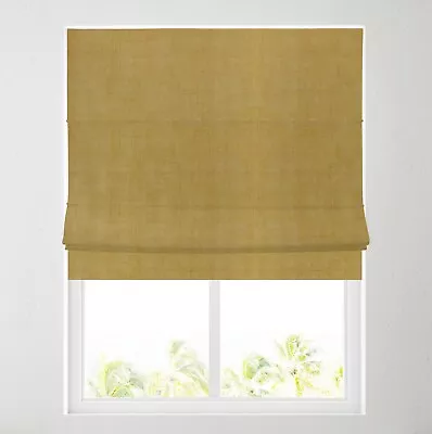 Ochre Linen Blackout Lined Roman Blind -choice Of Standard / Deluxe Headrail • £90