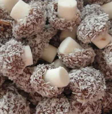 Coconut Coated Mushrooms Sweets Soft Retro Traditional Halal • £4.25