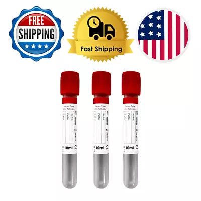 200 Pcs/1 Pack Vacuum Blood Collection Red Top 10 ML Glass Serum Tube 16*100 • $119.99