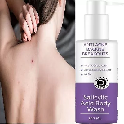 1% Salicylic Acid Neem Anti Acne Back Pimple Cleanser Scrub Body Wash Men Women • £12.36