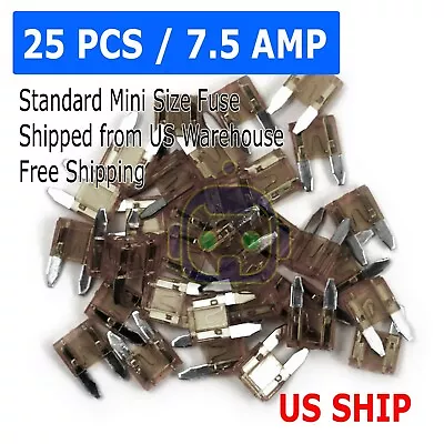 25pc 7.5 Amp Mini Blade Small Fuse Assortment Auto Car Motorcycle SUV Fuses Kit • $3.99