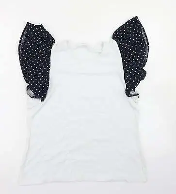 £3.50 • Buy Savida Womens White Polka Dot Cotton Basic T-Shirt Size M Round Neck
