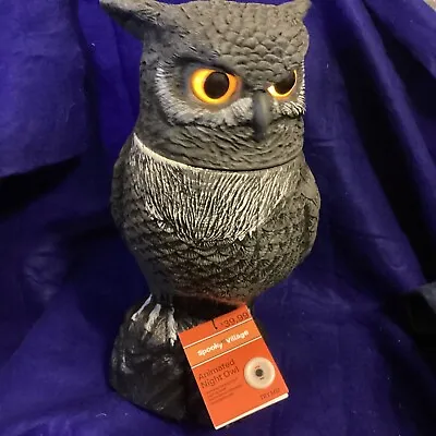 Animated Turning Head Owl Hoots Halloween Decor Eyes Light Up Motion Sensor 14” • $49.99