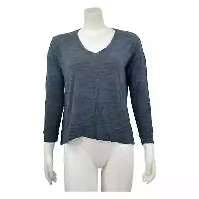 Madewell Shirt Womens XS Blue V-Neck 3/4 Sleeves Side Slits Pullover • $0.99