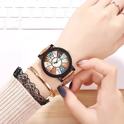 Casual Vintage Leather Women Quartz Wrist Watch Gift • $21.99