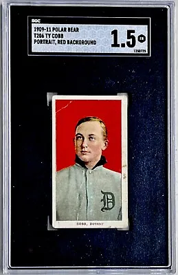 T206 Polar Bear Ty Cobb (Red Portrait) SGC 1.5 - Tigers Rare Back Tobacco Card • $4999