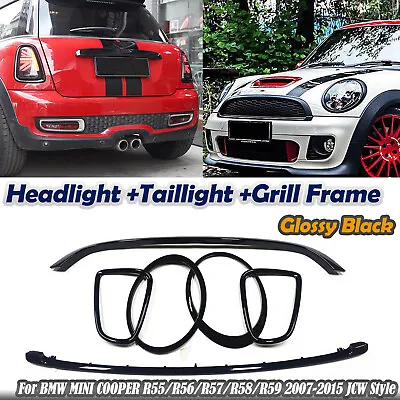 Front+Rear Headlamp Eyelid Frame Grill Kit For MINI COOPER R55/R56/R57 JCW Style • $128.10