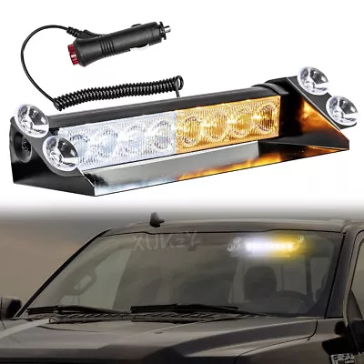 White Amber 8LED  Windshield Strobe Light Bar Interior Flash Emergency Warning • $15.89