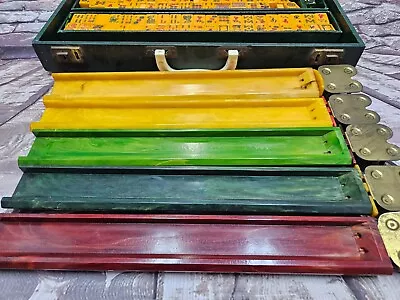 Vintage Royal Mah Jong Bakelite 156 Butterscotch Tile Set With 5 Racks • $349.95