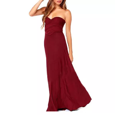 Womens Party Prom Dress Multi Way Wrap Pure Color Long Dress Wedding Party Dress • £19.55