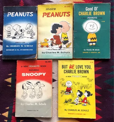 Vintage Peanuts Charlie Brown And  Snoopy Books Lot. Five Books 1952-1959. • $20