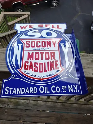 Vintage Style Socony Standard Oil Ny Motor Gasoline Porcelain Flange Sign • $195