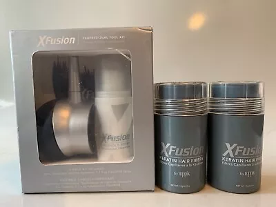 XFusion Keratin Hair Fiber (2) 0.53oz/15g Black Color W/ Spray Applicator • $40