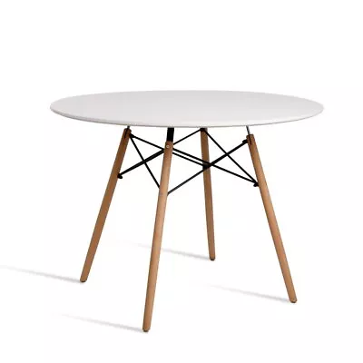 Artiss Dining Table 4 Seater Round Replica DSW Eiffel Kitchen Timber White • $127.39