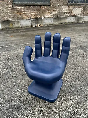 Navy Blue Left HAND SHAPED CHAIR 32  Tall Adult Size 70's Retro ICarly NEW • $199