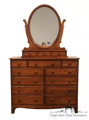 DURHAM FURNITURE Solid Maple Rustic Early American 52  Chest Of Drawers W. Ov... • $1187.99