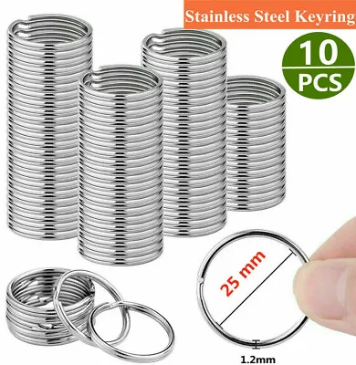 10pcs Silver Metal Split Rings Keyring Hoop Loop Jump Key Keys Splitring 25MM • £1.89