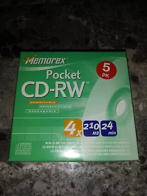 Memorex Pocket CD-RW 5PK - 8cm - 4x - 210Mb - 24 Min / New & Sealed • $12